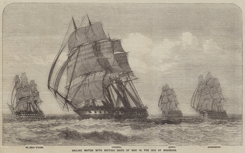 Sailing Match with British Ships of War in the Sea of Marmora (engraving)