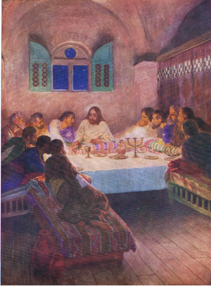 The Last Supper, from The Bible Picture Book published by Thomas Nelson, c.1950 (colour litho)