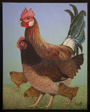 Chicken Family, 2016, (oil on canvas)