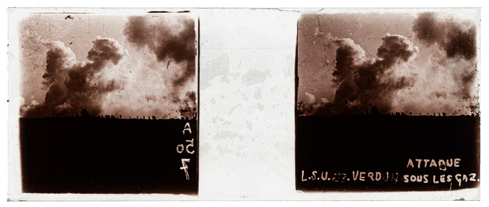 Gas attack on Verdun (b/w photo)