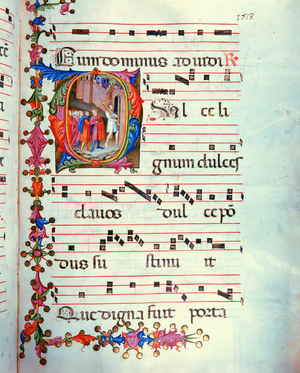 Antiphonary in note 7, a book which contains the chants to be sung by the choir during mass (parchment)