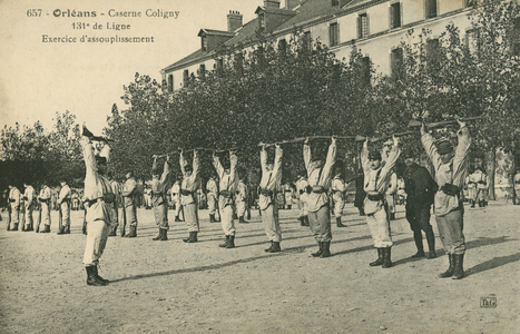 Troops drilling in Orleans (b/w photo)