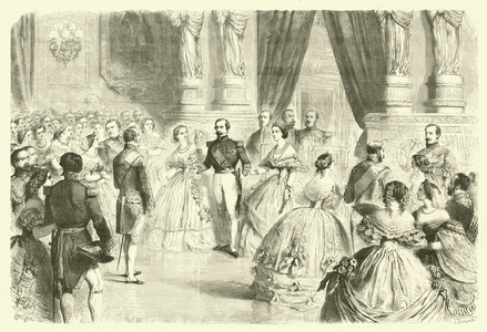 Dancing the quadrille at a French imperial court ball (engraving)