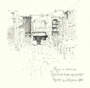 Room in which the Cock-Lane Ghost hoax was practised, Visited by Dr John in 1762 (litho)