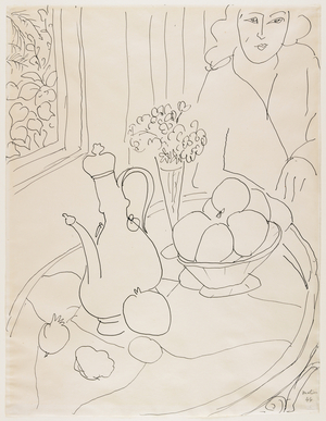 Woman with Still Life, 1944 (pen & ink on paper)