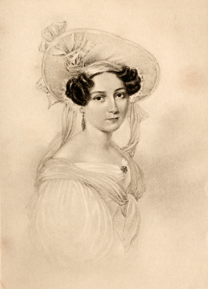 Princess Feodora of Hohenlohe-Langenburg, 1807-1872. Stepsister of Queen Victoria, from a portrait by Gutekunst 1830. From the book "The Girlhood of Queen Victoria" 1832-1840.  Published in London 1912.