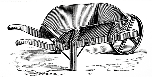 An engraving depicting a wooden wheelbarrow, 19th century