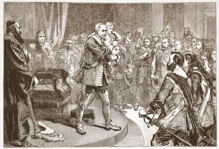 Gustavus Adolphus taking leave of the States, illustration from 'The History of Protestantism' by James Aitken Wylie (1808-1890), pub. 1878 (engraving)