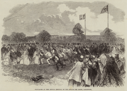Foot-Races at the Annual Festival of the Asylum for Idiots, Earlswood (engraving)