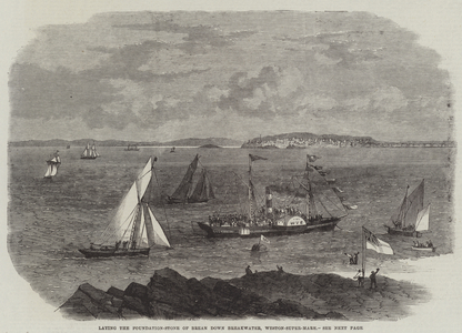 Laying the Foundation-Stone of Brean Down Breakwater, Weston-Super-Mare (engraving)