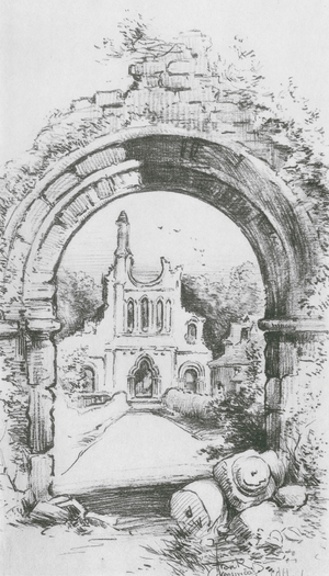 Byland Abbey (litho)
