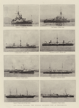 Our Naval Visitors, the Italian Squadron now at Portsmouth (b/w photo)
