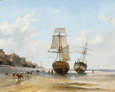 Bateaux échoués (Honfleur, Low Tide) 1827 (oil on canvas)