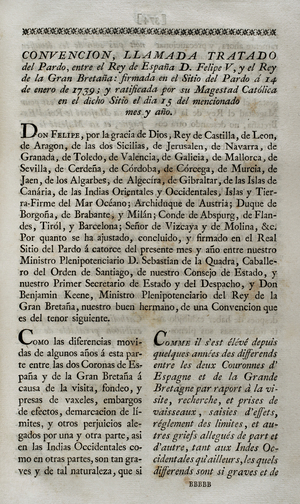 Convention of Pardo (1739), 1801 (print)