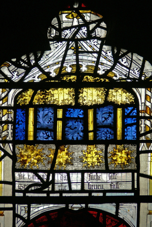 Window N3 depicting the Last Fifteen Days of the World (the Pryke of Conscience window): the stars fall (stained glass)
