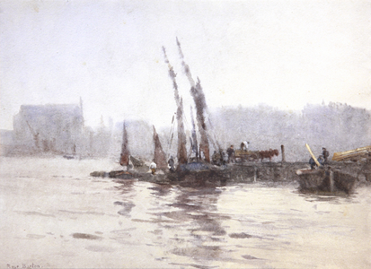 Unloading the Barges (watercolour)