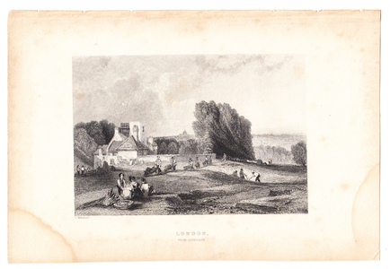 An engraving of London from Highgate, circa 1800 (engraving)