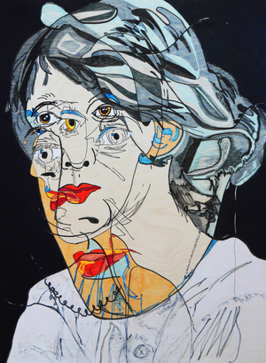 Surportrait : Virginia Woolf, 2021 (oil and acrylic on wood panel)