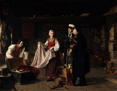Buying Dresses at Säkylä, 1878 (oil on canvas)