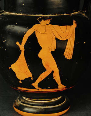 Young man with a wine-skin