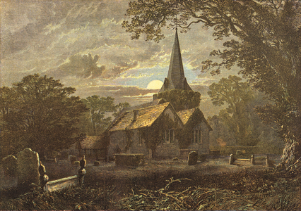 Stoke Poges Churchyard, scene of Gray's Elegy (engraving)