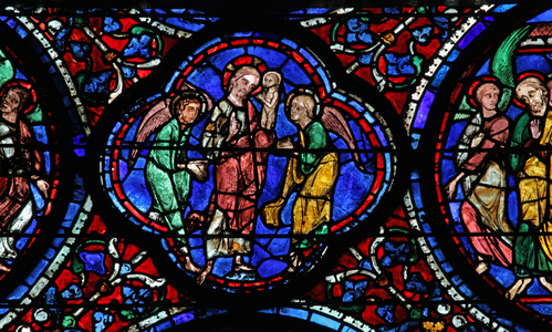 Christ receives the Virgin's soul (w42) (stained glass)