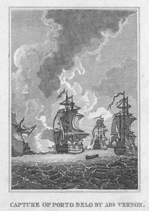 Capture of Porto Belo by Admiral Vernon (engraving)