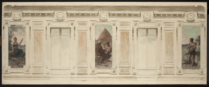 Sketch for the marriage hall at Courbevoie Town Hall: Fileuse. The wedding. Berger, in 1884 (oil on canvas)