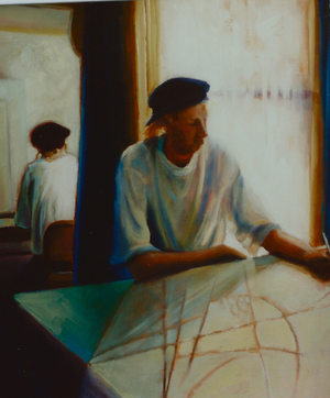 The Architect, 2001 (oil on panel) Man at drawing board