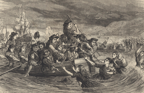 The Wild Geese – Jacobite Irish soldiers leave Limerick for France in 1691 (engraving)