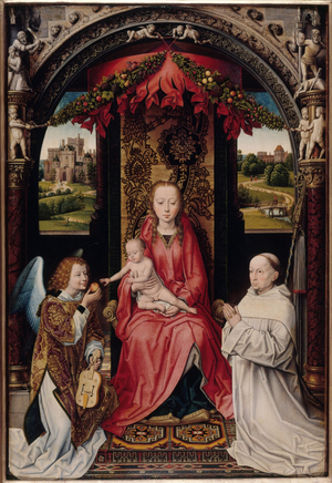 Virgin and Child with Angel and Donor, after Memling, between 1499 and 1509 (oil on wood)