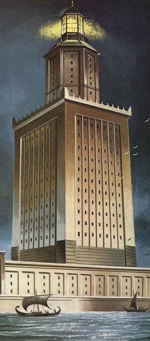 The Pharos Lighthouse (colour litho)