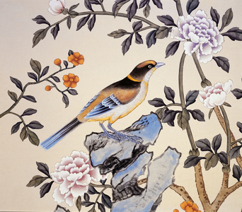 Chinoiserie wallpaper, Marble Hill House, Twickenham, Richmond, Middlesex, UK