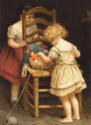 "Rummaging" (chromolitho)