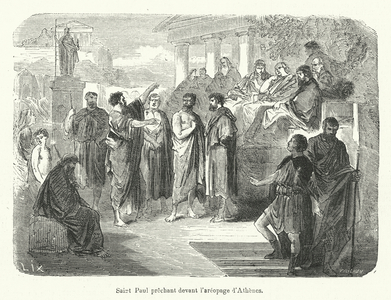 Saint Paul prechant devant l'areopage d'Athenes (engraving)