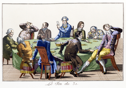 Le Jeu du 31 (hand-coloured aquatint)