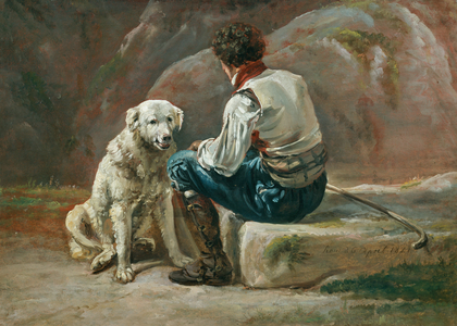 Italian with white dog, 1821