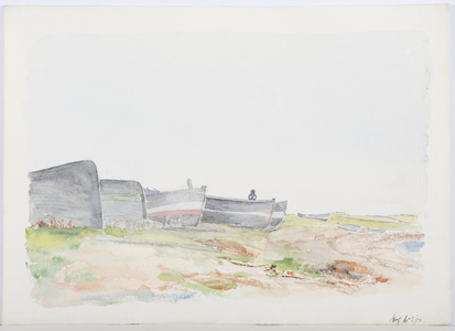 Fishing Cobles, Holy Island, 1895 (pencil & watercolour on paper)