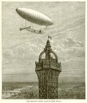 "He steered his Balloon Round the Eiffel Tower" (engraving)