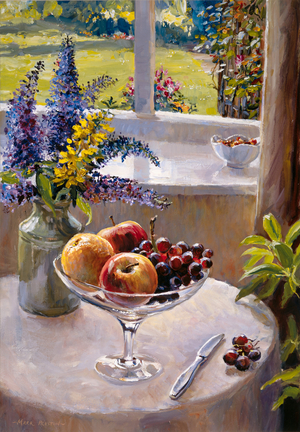 Fruit bowl by the window, 2000 (acrylic on paper)