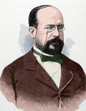Eduardo Leon y Ortiz (19th century). Spanish professor at the Faculty of Sciences of the Central University. Engraving. COLOURed. Spain