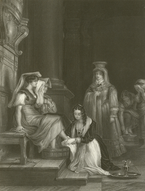 Princess Doria Washing the Pilgrims' Feet (engraving)