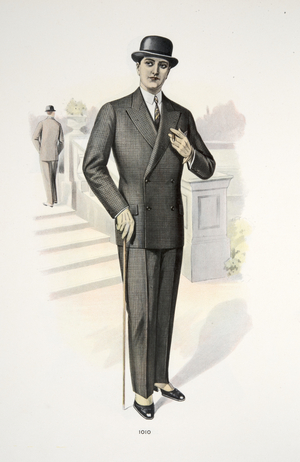 Gentleman's Suit, illlustration from Mode Officielle, pub. 1928 (colour litho)