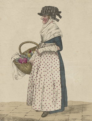 Mother Goose of Oxford, 1807 (colour litho)
