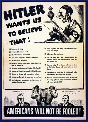 Americans Will Not Be Fooled!, 1942 (colour litho)