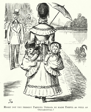 Punch cartoon: Victorian fashion - pannier dresses (engraving)