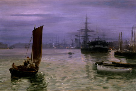 The Last Boat In  (oil on canvas)