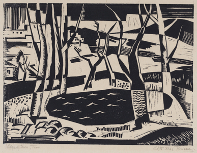 Edge of Town, Taos (linoleum cut)