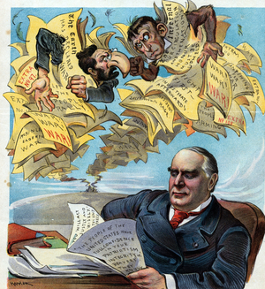 Joseph Pulitzer and a monkey, 1898