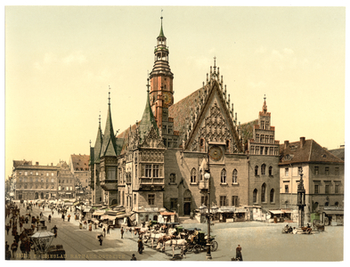 Town hall from the east, Breslau, Silesia, Germany, c.1900 (colour litho)
